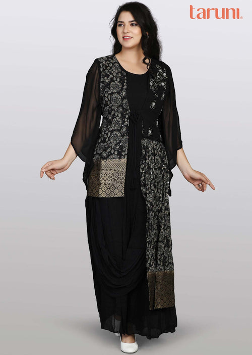 Black Georgette Long Dress
