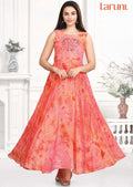 Dark Pink Georgette Embroidered Long Dress