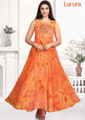 Orange Georgette Embroidered Long Dress