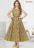 Mustard Chinnon Printed Long Dress