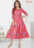 Pink Chinnon Printed Long Dress