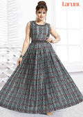 Black Chinnon Printed Long Dress