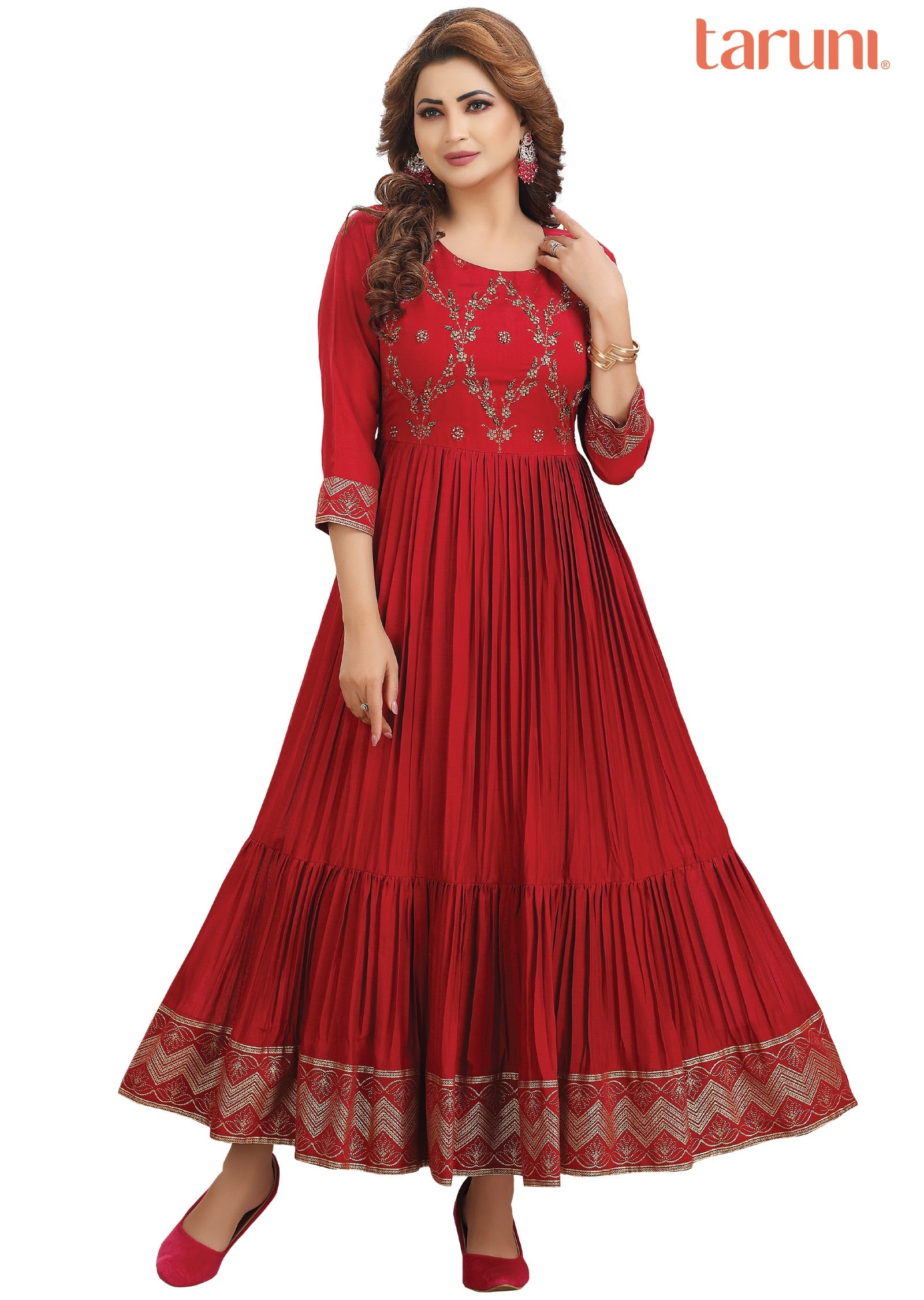 Maroon Silk Long Dress