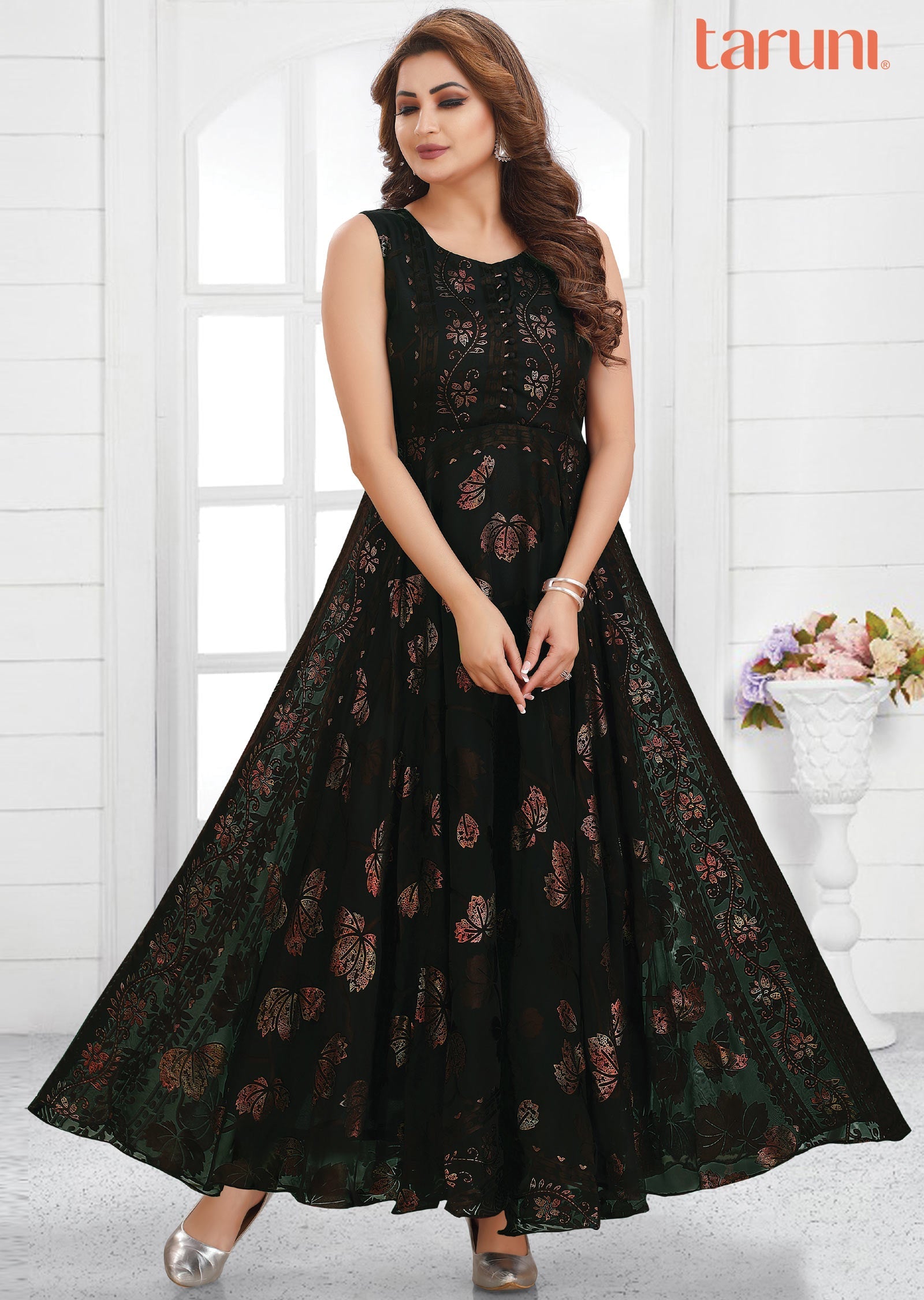 Black Braso Chiffon Long Dress