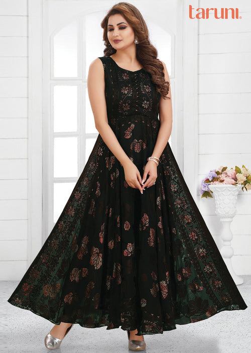 Black Braso Chiffon Long Dress