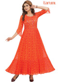 Orange Chiffon Long Dress