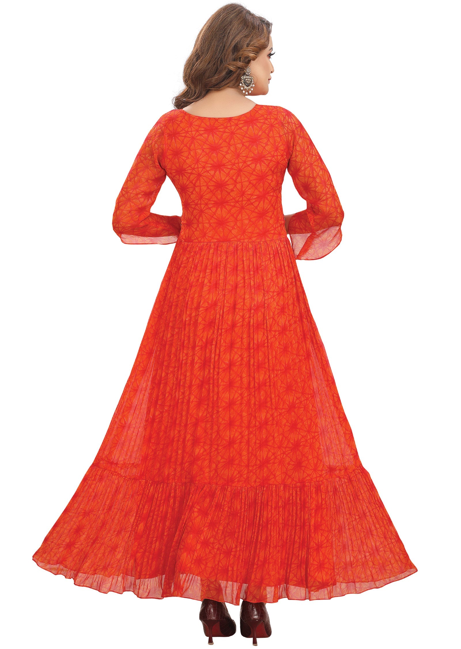 Orange Chiffon Long Dress