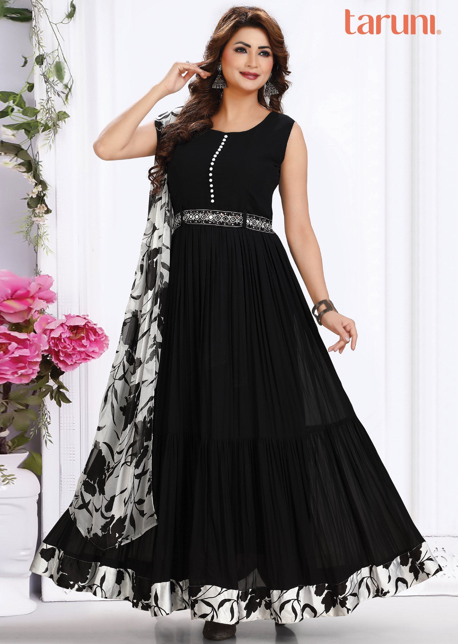 Black Georgette Long Dress
