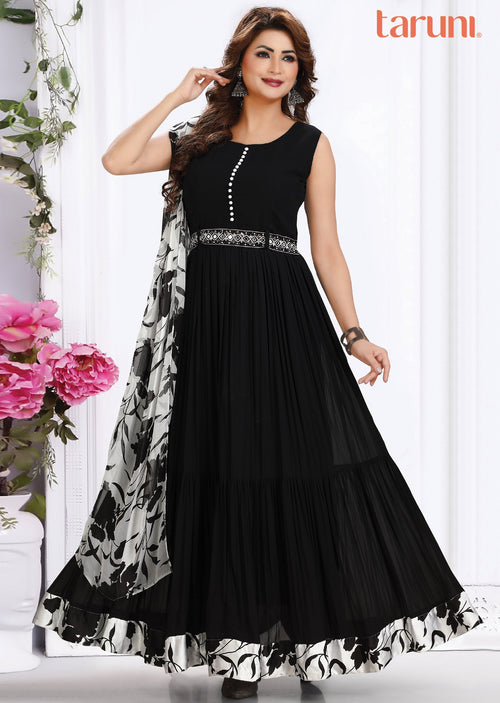 Black Georgette Long Dress
