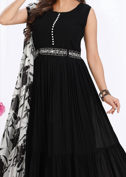 Black Georgette Long Dress