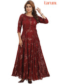 Maroon Braso Chiffon Long Dress