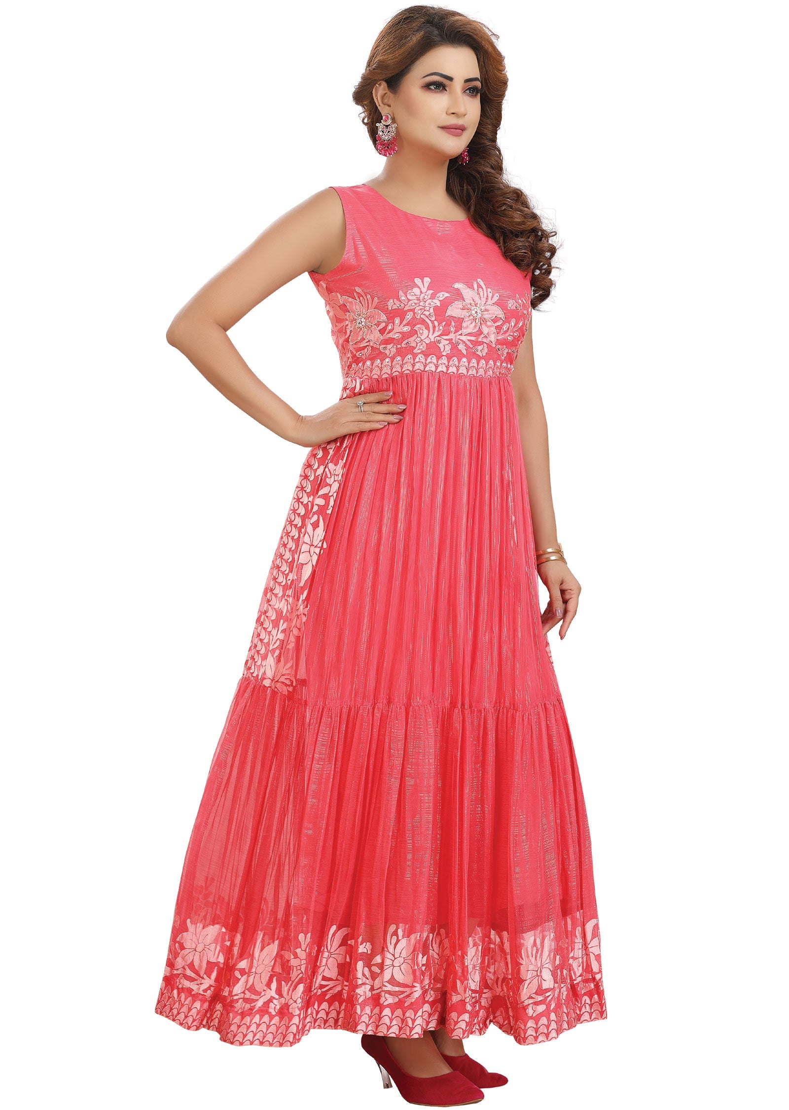 Pink Braso Chiffon Long Dress