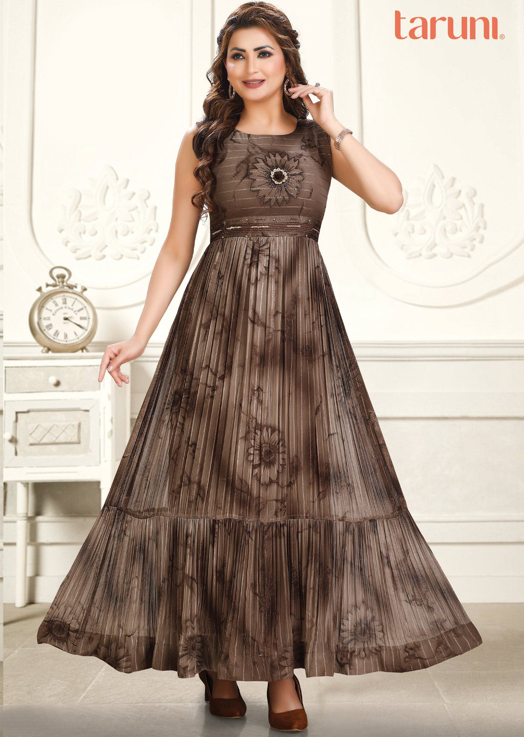Grey Georgette Long Dress