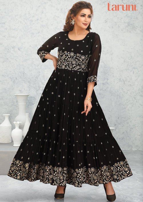 Black Georgette Long Dress