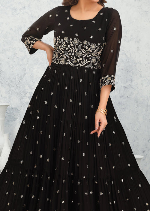 Black Georgette Long Dress