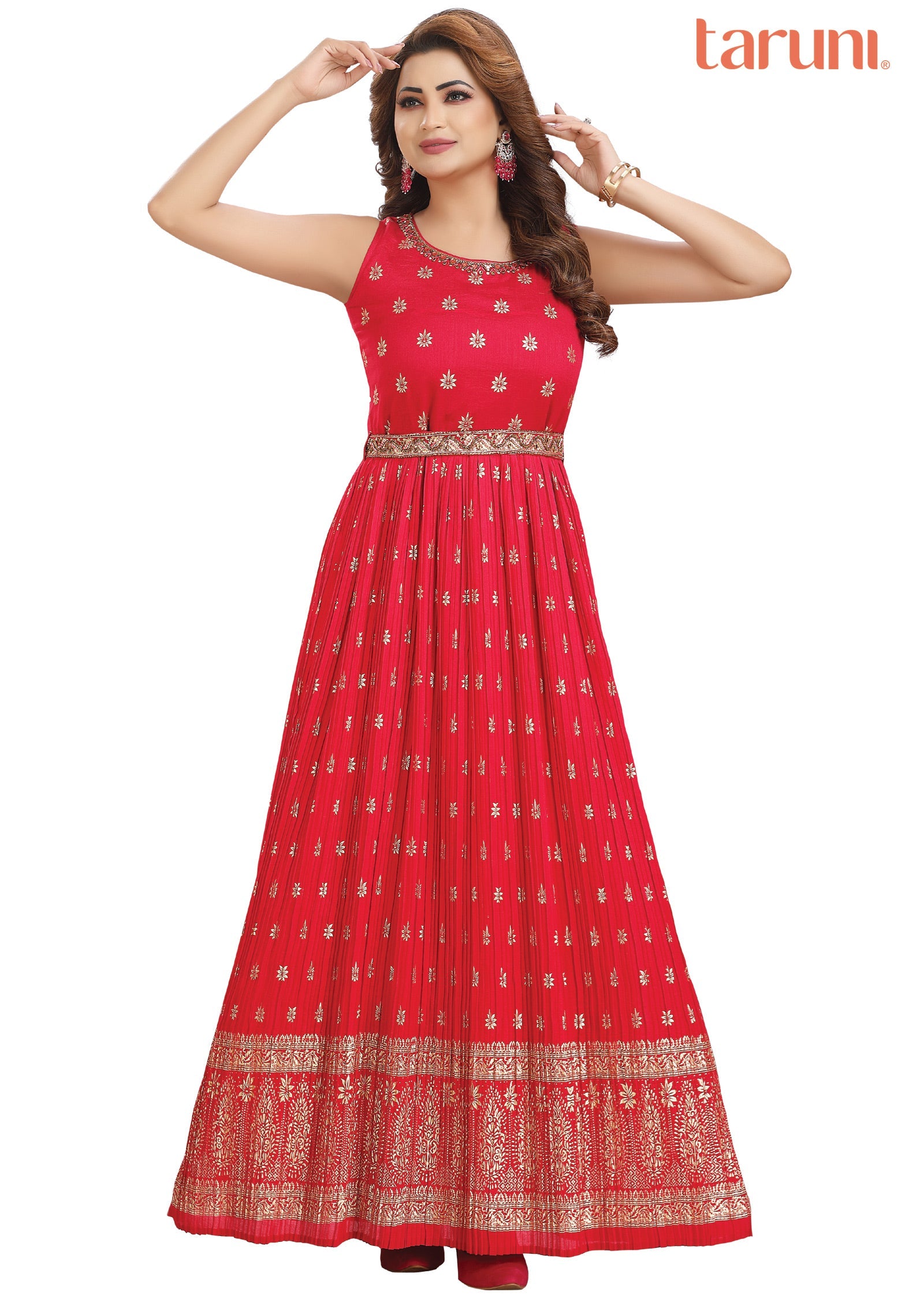 Dark Rani Pink Silk Long Dress