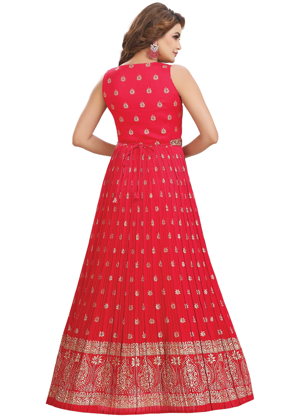 Dark Rani Pink Silk Long Dress