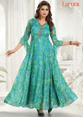 Sea Green & Green Chiffon Long Dress