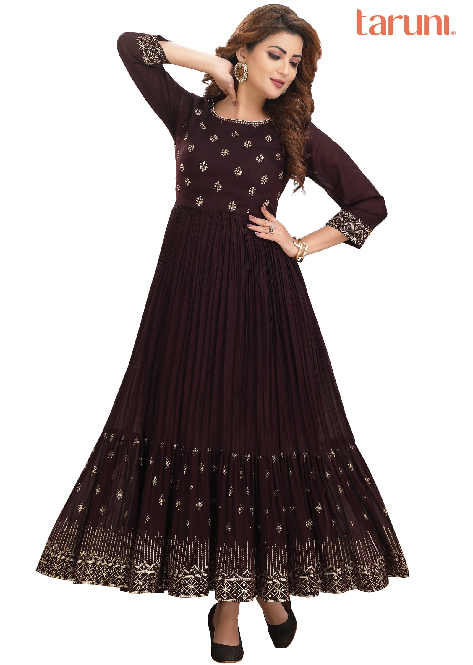 Wine Silk Long Dress