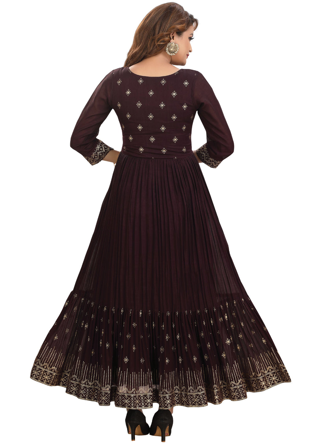 Wine Silk Long Dress