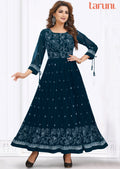 Teal Blue Georgette Long Dress