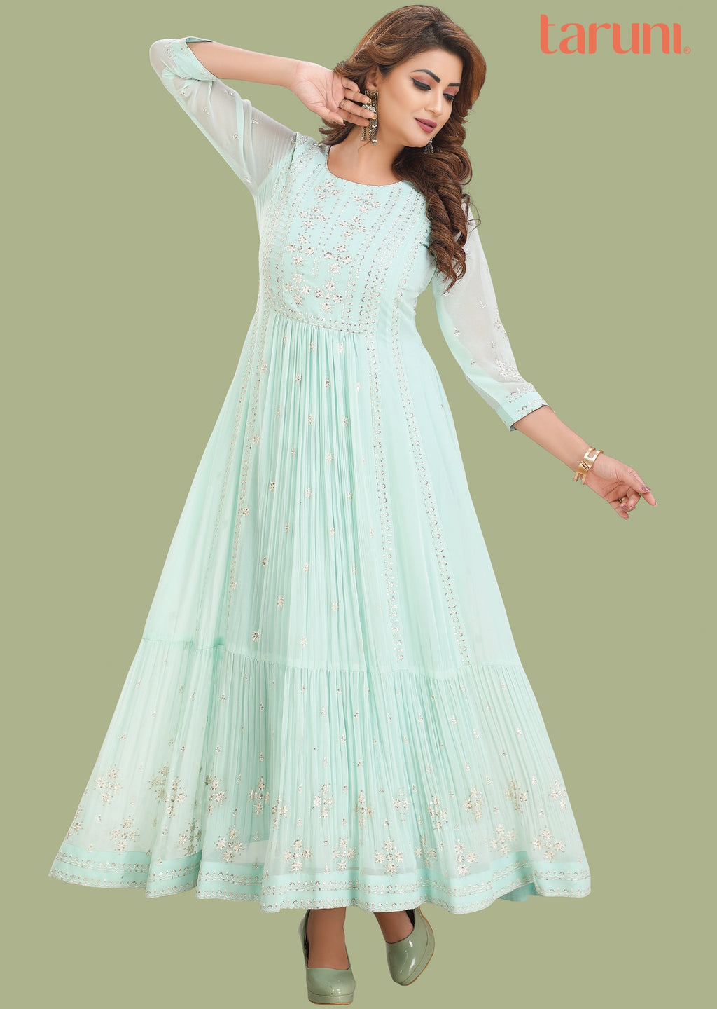Light Green Georgette Long Dress