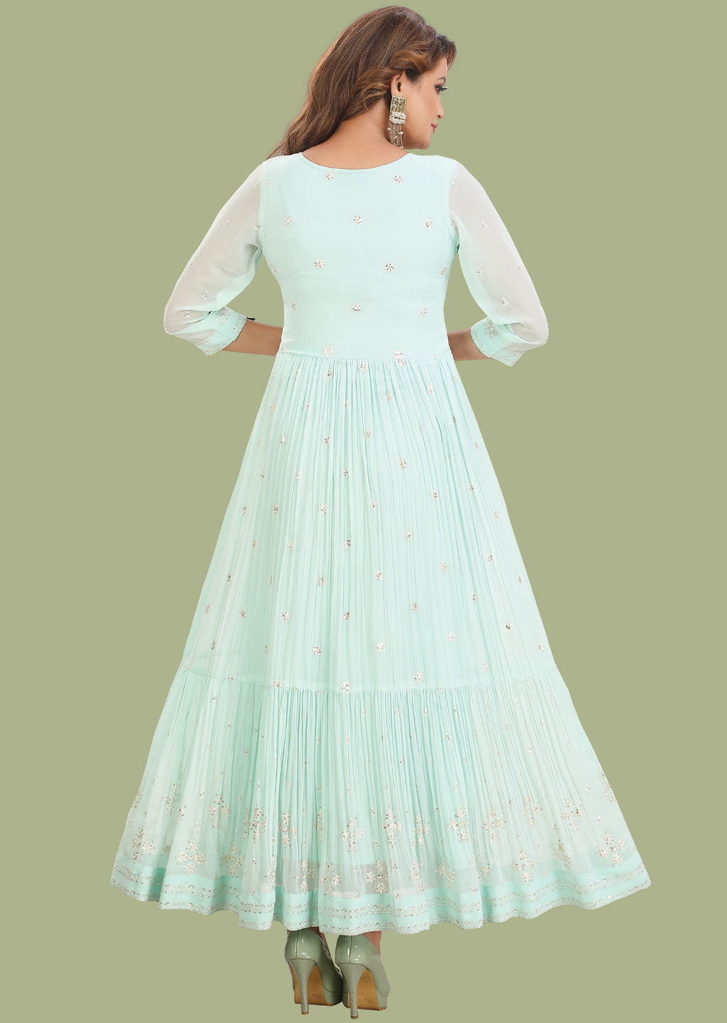 Light Green Georgette Long Dress