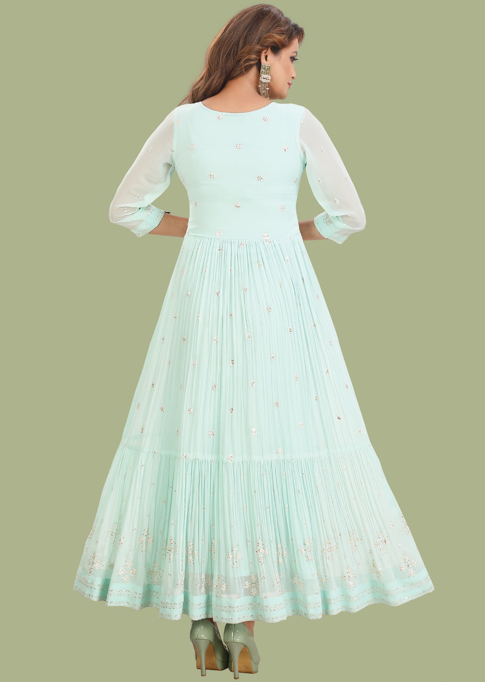 Light Green Georgette Long Dress