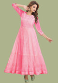 Pink Georgette Long Dress