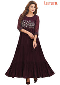 Wine Crush Tissue Georgette Long Dress