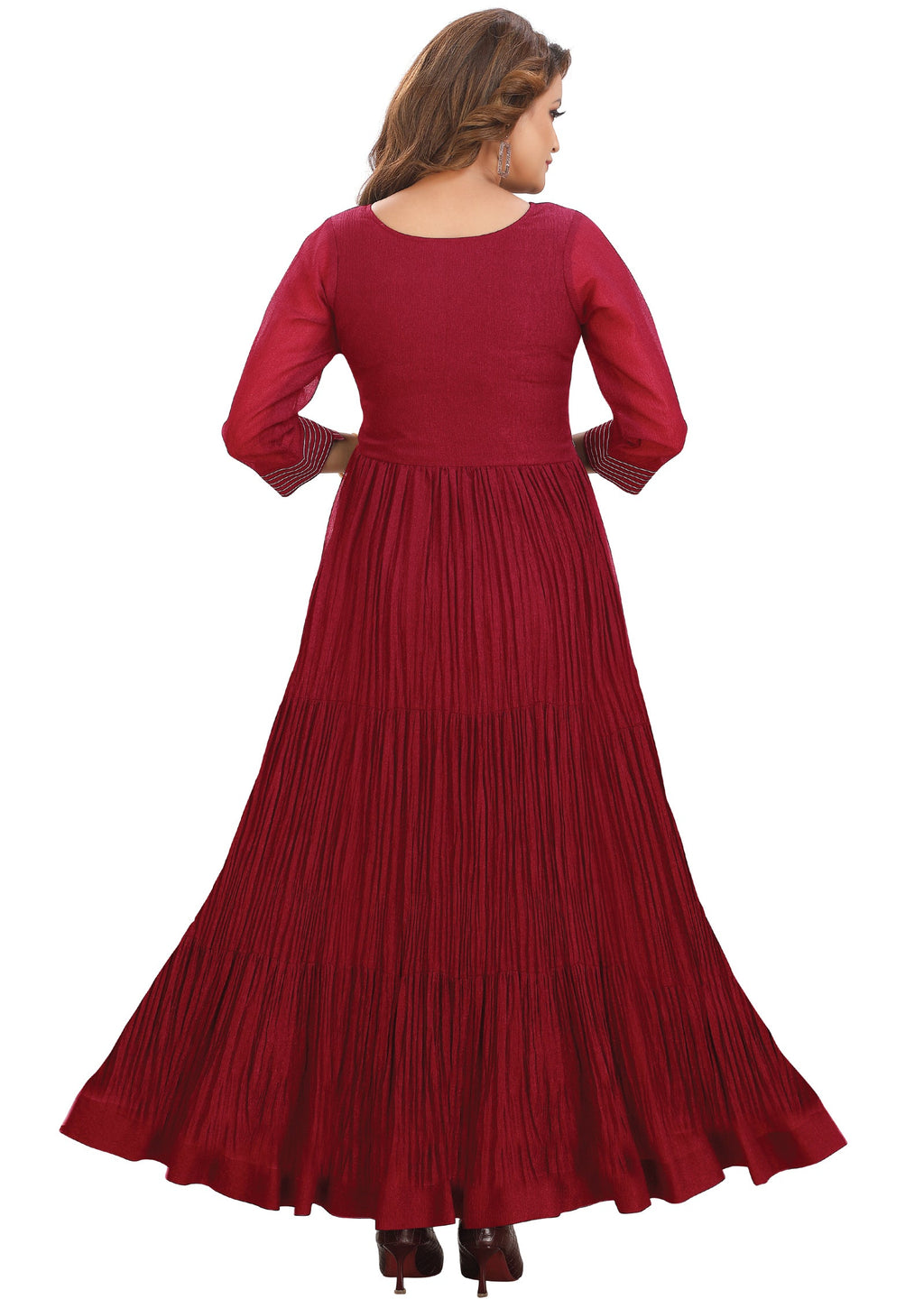 Rani Pink Crush Tissue Georgette Long Dress