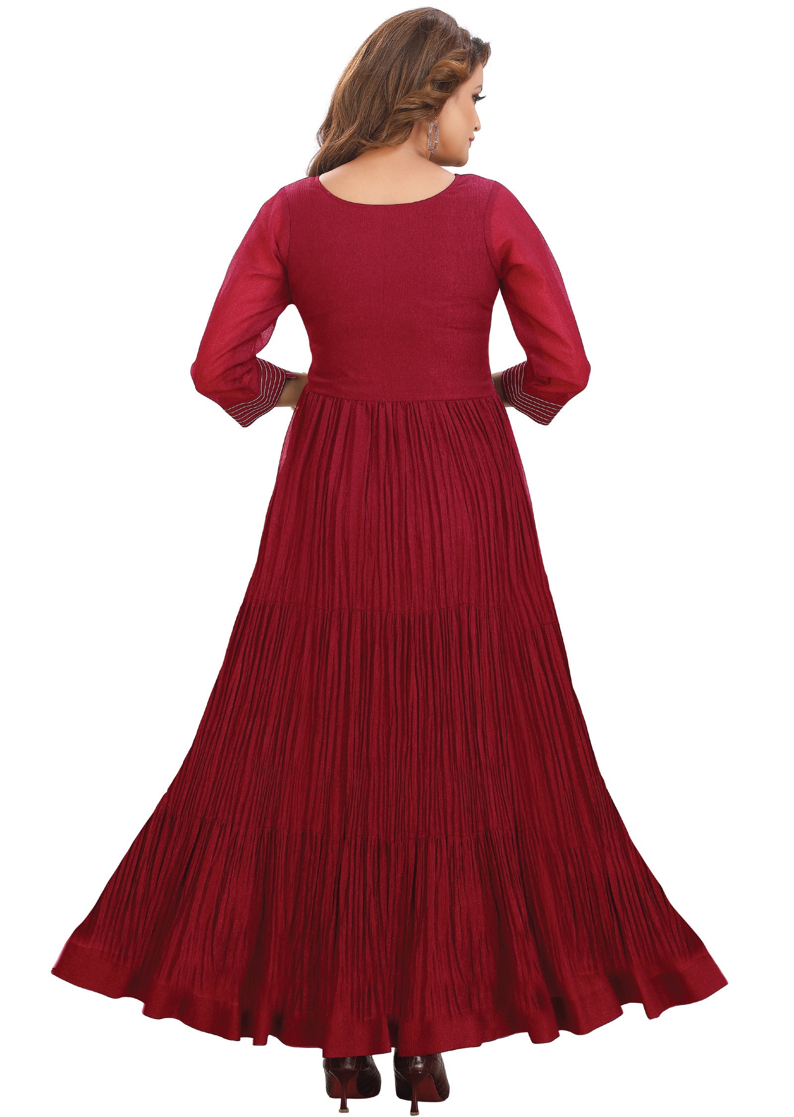 Rani Pink Crush Tissue Georgette Long Dress