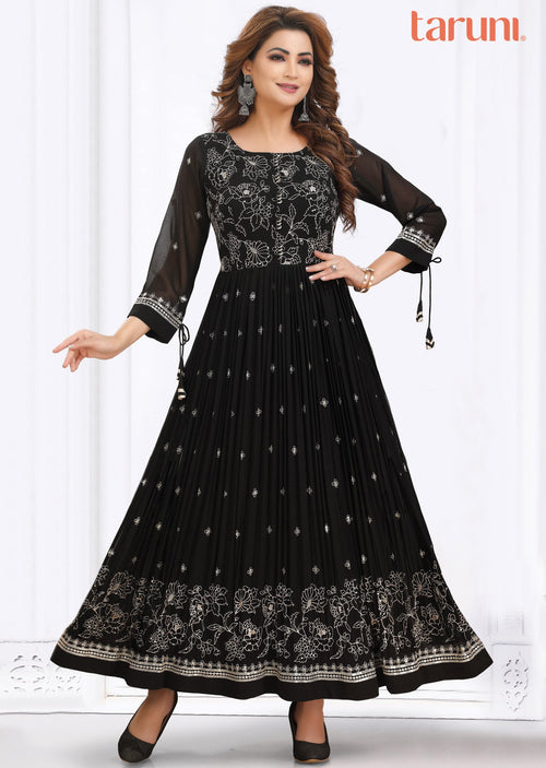 Black Georgette Long Dress