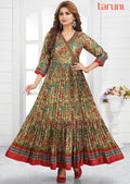 Mehendi Green Silk Long Dress