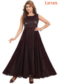 Wine Brasso Chiffon Long Dress