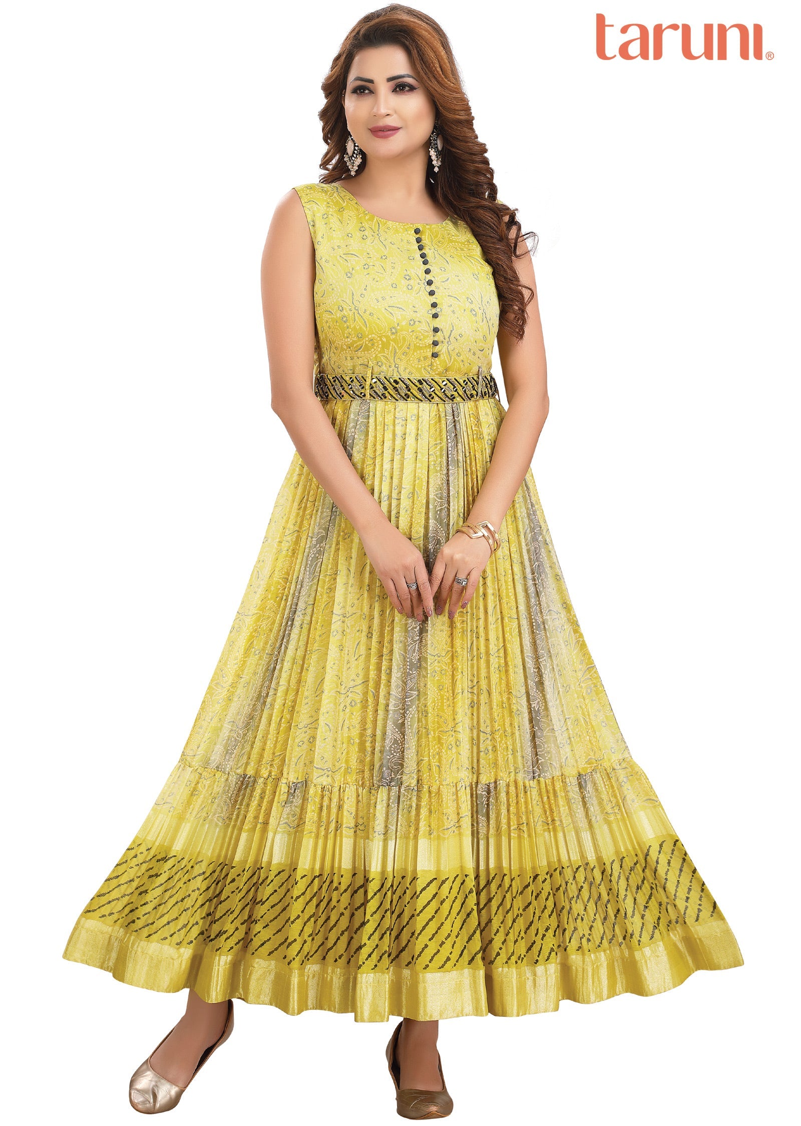 Lime Green Chiffon Long Dress