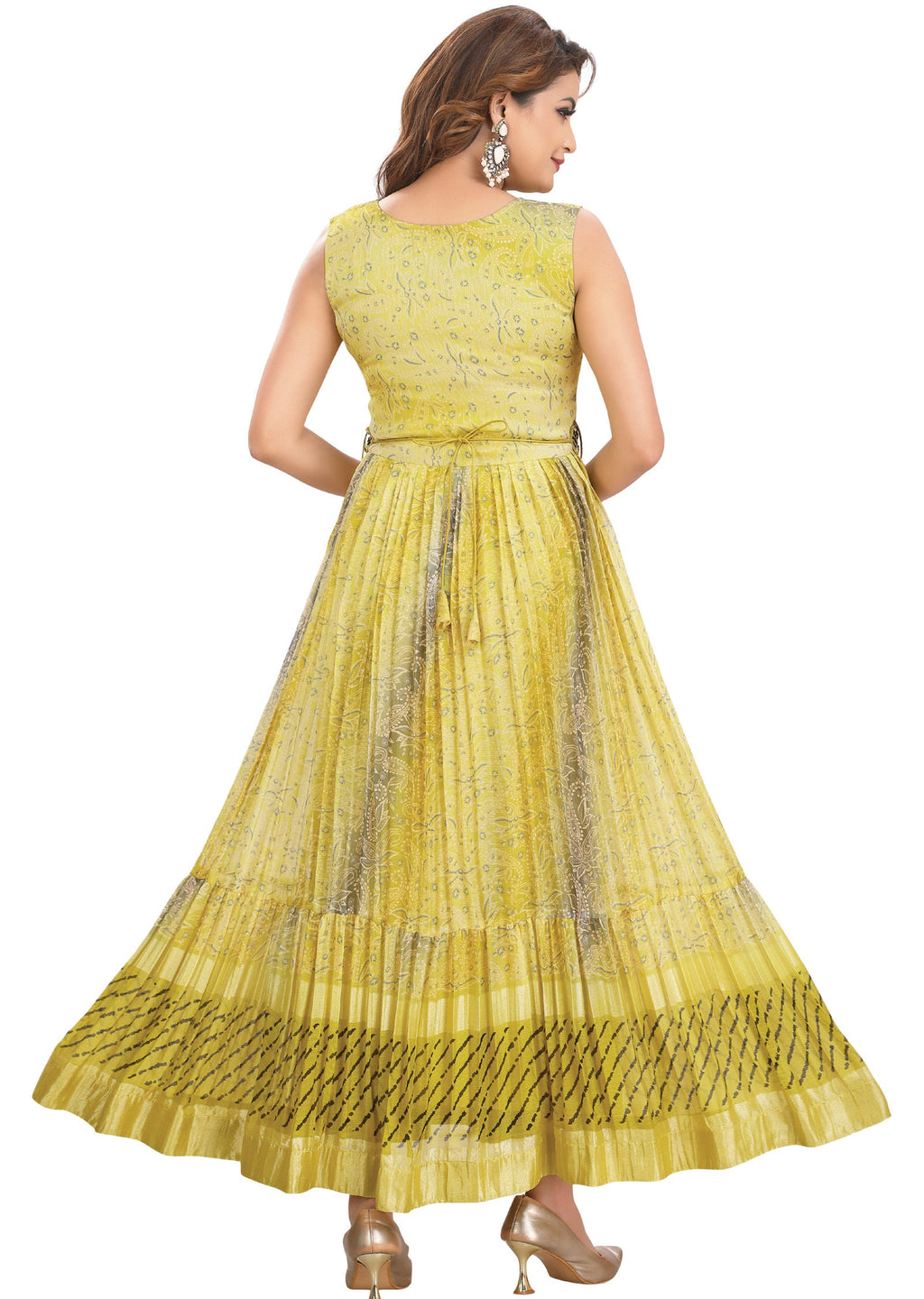 Lime Green Chiffon Long Dress