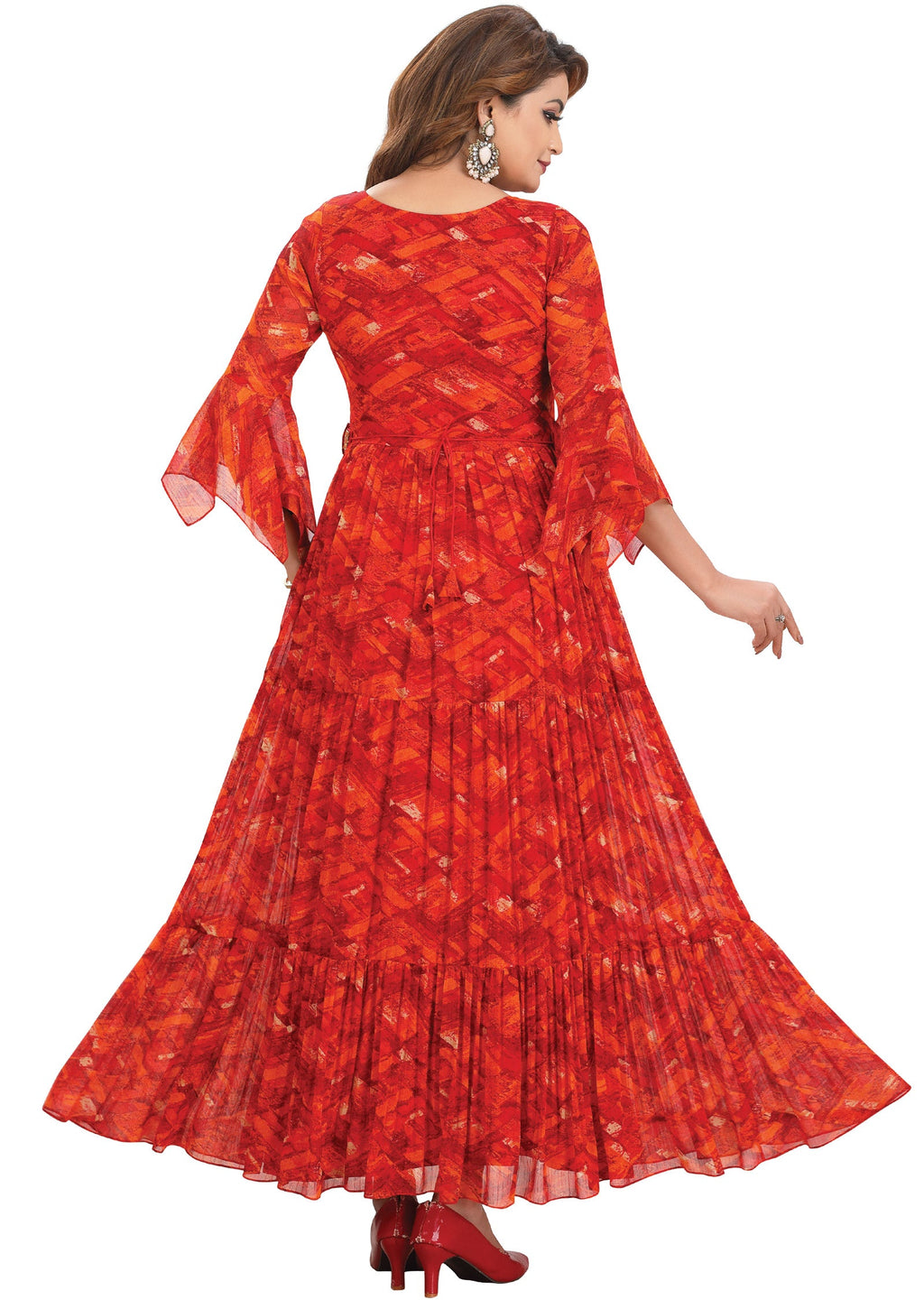 Rust Chiffon Long Dress