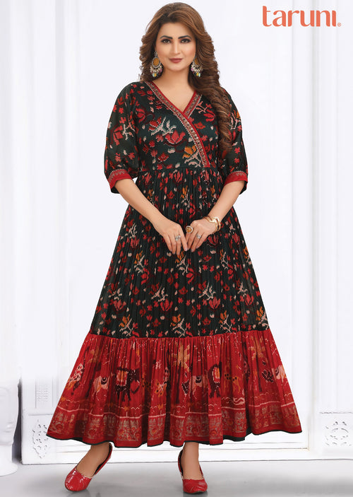 Dark Green Silk Long Dress