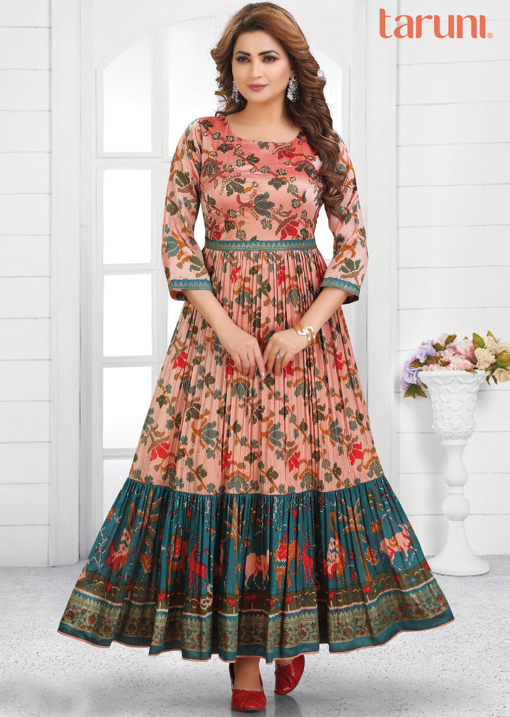 Peach Silk Long Dress