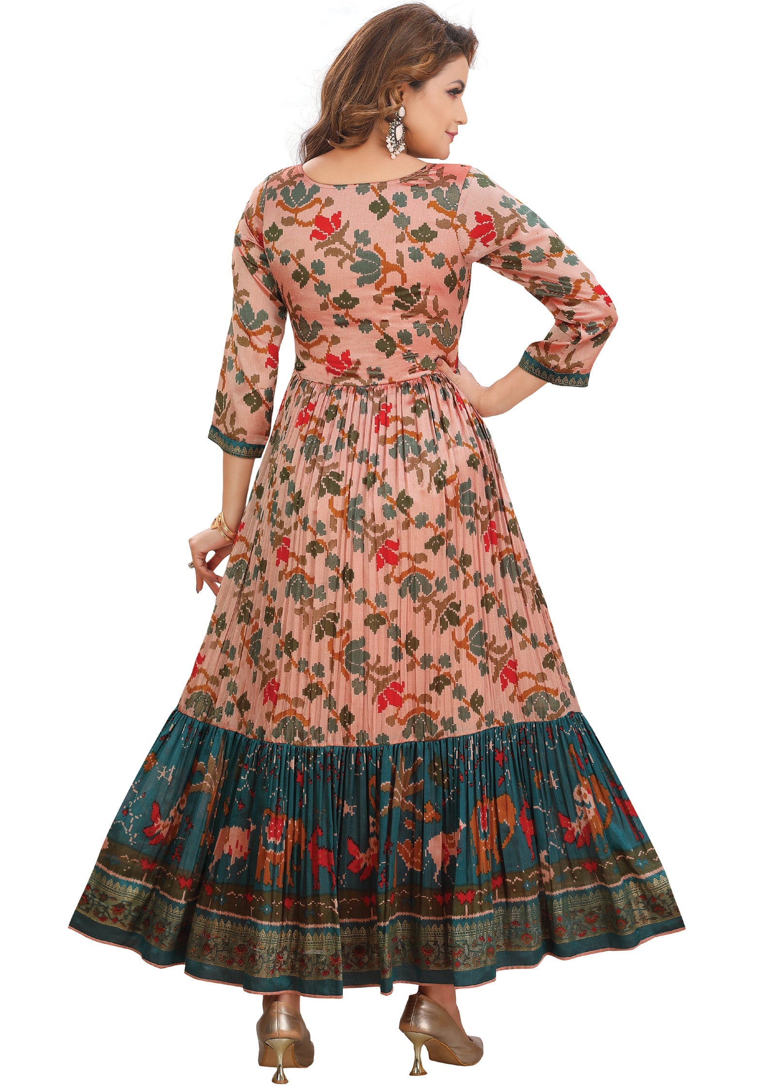 Peach Silk Long Dress