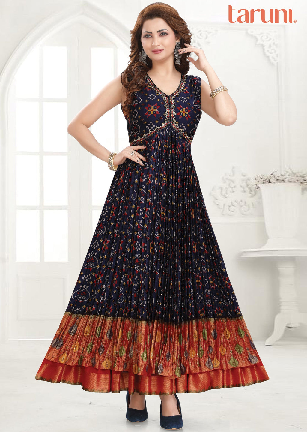 Navy blue Chiffon Long Dress