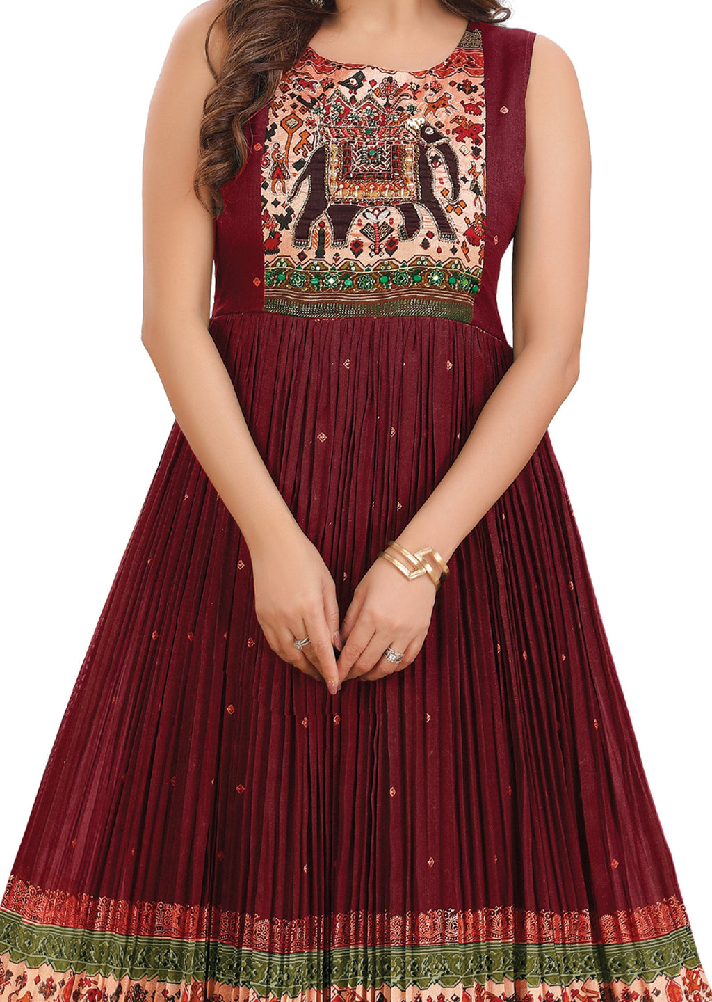 Maroon Silk Long Dress