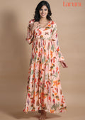Dark Peach Chinnon Long Dress
