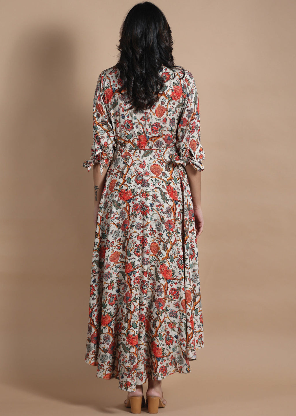 Beige Reyon Long Dress