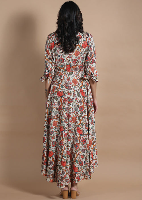Beige Reyon Long Dress