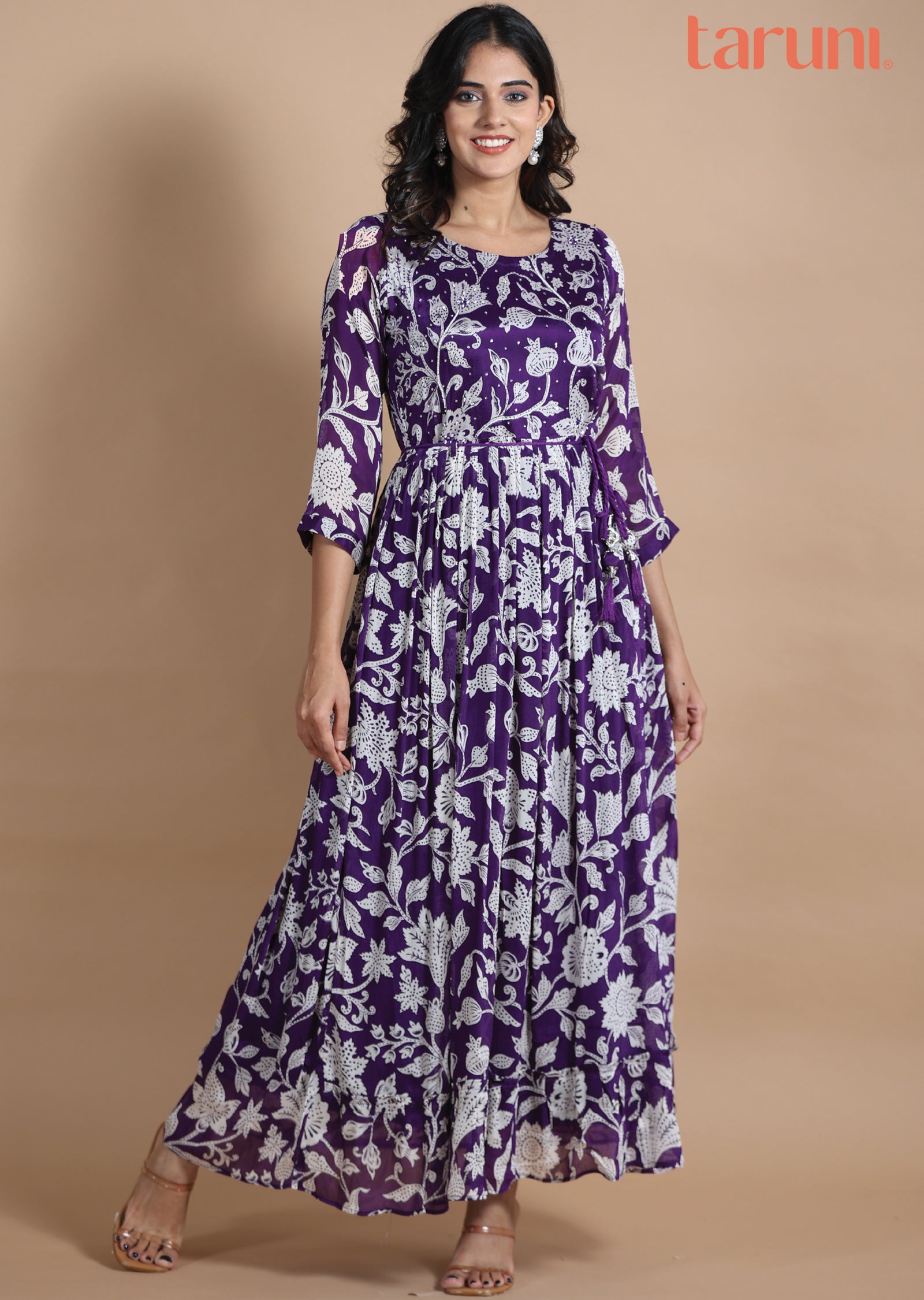 Purple Chinnon Long Dress