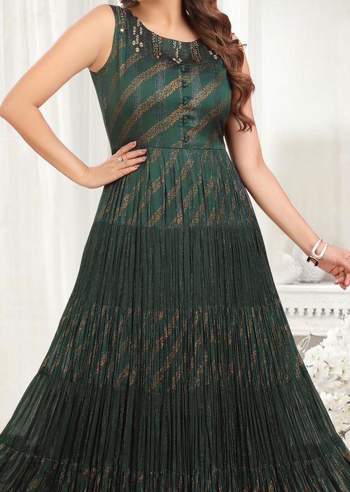 Dark Green Chiffon Long Dress
