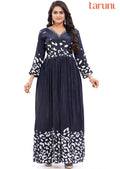 Black & White Crepe Long Dress
