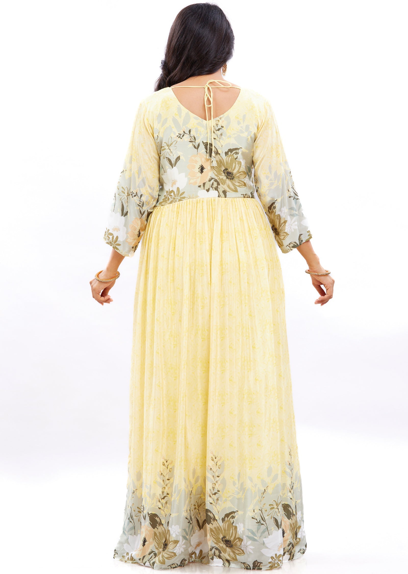 Light Yellow Crepe Long Dress